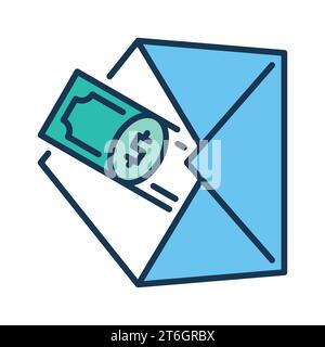 Enveloppe avec concept de pot-de-vin vecteur argent USD icône colorée ou élément de conception Illustration de Vecteur