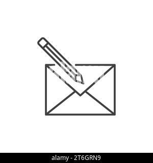 Crayon avec vecteur d'enveloppe Email Modifier l'icône de concept ou le symbole dans le style de contour Illustration de Vecteur