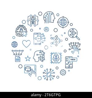 Bannière en forme de cercle de contour de concept d'innovation - réseau neuronal vectoriel et illustration de l'IA Illustration de Vecteur