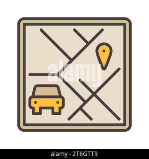 Carsharing Map App vecteur concept icône ou signe coloré Illustration de Vecteur