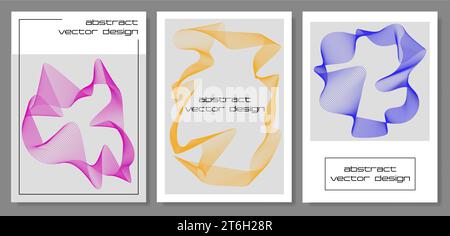 Placez des affiches abstraites minimalistes avec des ondes dynamiques. Design futuriste minimal pour flyer, couverture de brochure, fond d'écran, papier peint, typographie. Vecteur Illustration de Vecteur