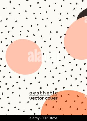 Fond vertical artistique tendance. Modèle de bannière abstraite dessinée à la main moderne avec des formes et des points organiques. Décor minimaliste pour enfants Illustration de Vecteur