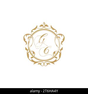 Invitation initiales de mariage GC avec modèle graphique vectoriel d'élément de cercle d'ornement élégant Illustration de Vecteur
