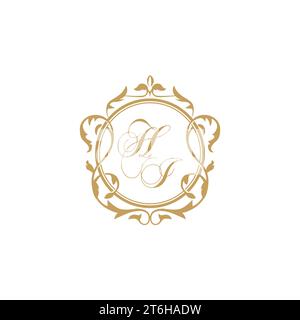 Invitation initiales de mariage HH avec élégant modèle graphique vectoriel d'élément de cercle d'ornement Illustration de Vecteur