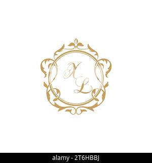 Invitation initiale XL mariage avec modèle graphique vectoriel d'élément de cercle d'ornement élégant Illustration de Vecteur