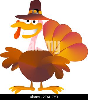 Joyeux Thanksgiving day, turquie Pilarín père - pour site Web, email, carte de voeux, présentation, carte postale, livre, t-shirt, sweat-shirt, autocollant, livre Illustration de Vecteur