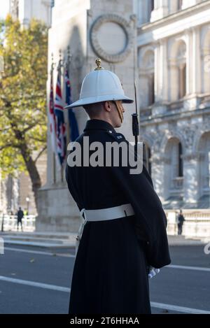 Royal Marine debout devant le cénotaphe à Londres. Novembre 2023 Banque D'Images