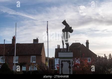 Old Amersham, 10 novembre 2023. Les jardins commémoratifs à Old Amersham, Buckinghamshire avant le jour de l'Armistice et le dimanche du souvenir ce week-end, lorsque les personnes tuées au combat pendant la première et la Seconde Guerre mondiale sont commémorées. Certains craignent que la marche pro-Palestine à Londres et dans d'autres villes du Royaume-Uni ce week-end ne provoque des violences dans les rues. Crédit : Maureen McLean/Alamy Live News Banque D'Images