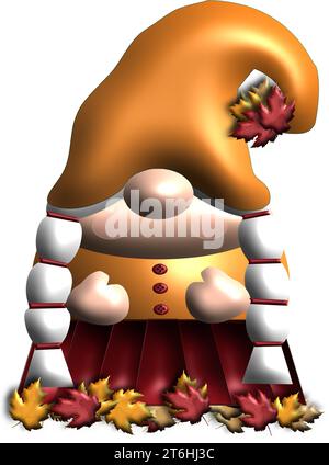 gnome femelle - automne - thanksgiving- pour site web, email, carte de voeux, présentation, carte postale, livre, t-shirt, sweat-shirt, autocollant, livre Illustration de Vecteur