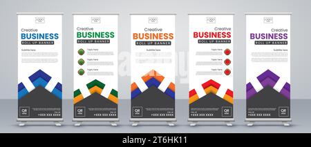 Ensemble de modèles avec un design de bannières verticales. Enseigne Publicité Brochure Flyer modèle vecteur X bannière et Street Business Illustration de Vecteur