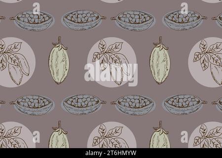 fond sans couture de haricots de baobab avec des parties de plantes Illustration de Vecteur