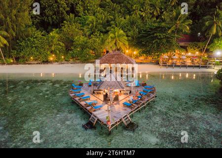 Bar du Raja Ampat Dive Lodge, Raja Ampat, Papouasie occidentale, Indonésie Banque D'Images