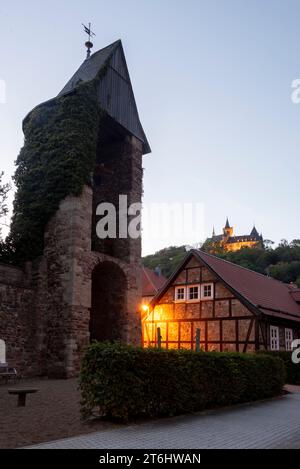 Château de Wernigerode le matin, Wernigerode, Saxe-Anhalt, Allemagne Banque D'Images