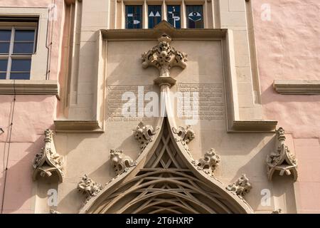 Thuringe, Erfurt, vieille ville, Collegium maius, 1550, la plus ancienne université en Allemagne, portail arc ogee, détail Banque D'Images