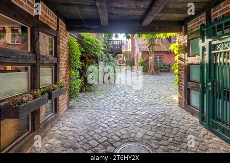 Arrière-cour historique dans la vieille ville de Lüneburg Banque D'Images