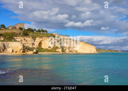 Vue sur la côte de terme Selinuntine, Sciacca, Agrigente, Sicile, Italie Banque D'Images