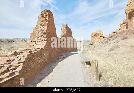 Le Hungo Pavi Pueblo au Chaco Canyon, Nouveau-Mexique Banque D'Images