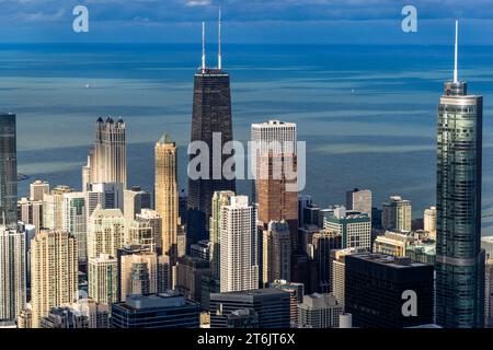 Paysage urbain depuis le sommet de la Willis Tower - vue de Chicago d'en haut. Chicago, États-Unis Banque D'Images