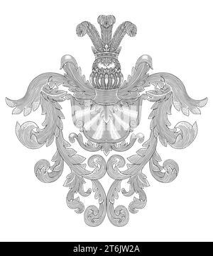 Blason de famille, gravure vintage dessin style illustration vectorielle Illustration de Vecteur