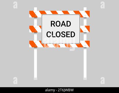 Barrière de route fermée. Illustration vectorielle Illustration de Vecteur