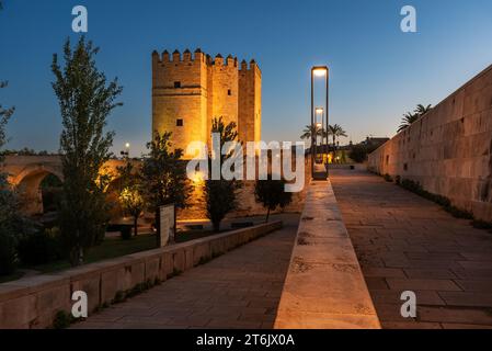 Torre de la Calahorra à côté du pont romain de Cordoue, actuellement le musée vivant d'Al-andalus. Banque D'Images