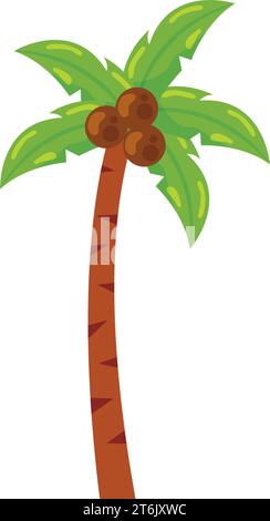 Palmier coloré isolé avec des noix de coco Vector Illustration de Vecteur