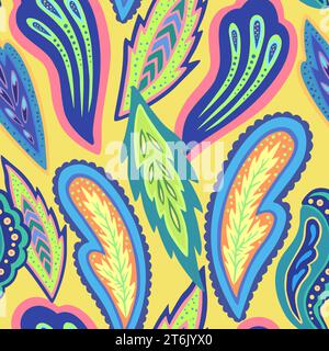 Motif cachemire décoratif coloré. Illustration vectorielle dessinée à la main Illustration de Vecteur