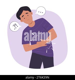 Homme souffrant de maux d'estomac pour douleur abdominale concept Illustration Illustration de Vecteur