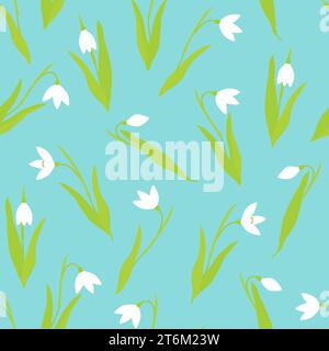 Fleurs de goutte de neige sur un fond bleu. Fond de printemps. Illustration de Vecteur