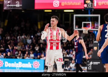 Nemanja Nedovic de Crvena Zvezda lors du match de basket-ball de Turkish Airlines Euroleague entre le FC Barcelone et le KK Crvena Zvezda le 10 novembre 2023 au Palau Blaugrana à Barcelone, Espagne Banque D'Images