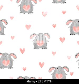 Motif mignon monstre et coeurs. Fond vectoriel sans couture pour les enfants Illustration de Vecteur