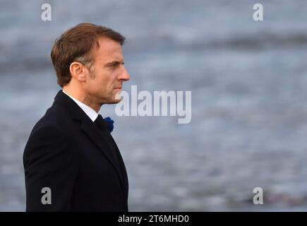 Paris, France. 11 novembre 2023. France, PARIS 2023-11-11. Le président de la république, Emmanuel Macron lors des cérémonies du 11 novembre. Photographie de Francois Pauletto crédit : francois pauletto/Alamy Live News Banque D'Images