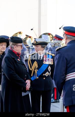 National Memorial Arboretum, Royaume-Uni. 11 novembre 2023. SAR la Princesse Royale assiste au service du jour de l'Armistice avec d'anciens militaires et des femmes et des membres du public pour se souvenir de ceux qui ont servi et sacrifié. Credit Mark Lear / Alamy Live News Banque D'Images