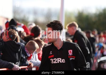 Les joueurs de Middlesbrough arrivent avant le Sky Bet Championship Match Middlesbrough vs Leicester City au Riverside Stadium, Middlesbrough, Royaume-Uni, le 11 novembre 2023 (photo de Nigel Roddis/News Images) à Middlesbrough, Royaume-Uni le 11/11/2023. (Photo Nigel Roddis/News Images/Sipa USA) Banque D'Images