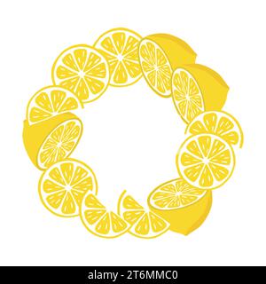 Composition de tranches de citron et de tranches sous forme de couronne. Composition d'agrumes. Illustration vectorielle isolée sur fond blanc Illustration de Vecteur