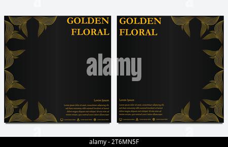 ensemble de modèle de post de médias sociaux floraux en or de luxe. convient pour la publication sur les médias sociaux, la bannière web, la couverture et la conception de cartes Illustration de Vecteur