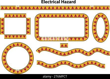 Signes d'avertissement. Symboles de l'enseigne Waring. Risque électrique empêche l'entrée. Illustration vectorielle. Un panneau danger risque électrique. avertissement attention. Illustration de Vecteur