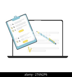 Concept d'enquête isolé sur fond blanc. Test de qualité. Réponses du client. Illustration vectorielle. Illustration de Vecteur