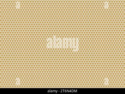 Une représentation abstraite d'un nid d'abeille avec un motif hexagonal frappant, des cloisons blanches, et des cellules de couleur miel, chacune contenant un liquide doux Banque D'Images