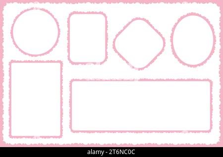 Ensemble de cadres roses romantiques dans le style des photographies vintage. Cadres vectoriels pour la conception de pages d'albums photos, scrapbooking. Illustration de Vecteur