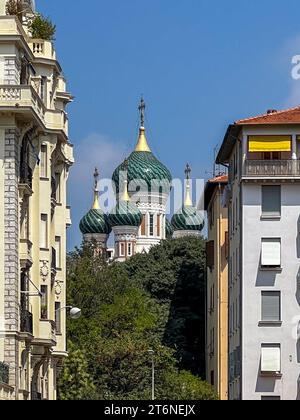 Cathédrale orthodoxe Saint-Nicolas à Nice, région Côte d'Azur en France. C'est la plus grande cathédrale orthodoxe orientale d'Europe occidentale. Banque D'Images