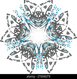 Flocon de neige inhabituel créé par des éléments de tête d'ours sur blanc. Forme ornementale en cristal pour concepts commerciaux, icônes web, impressions, logos, textiles, mode Banque D'Images