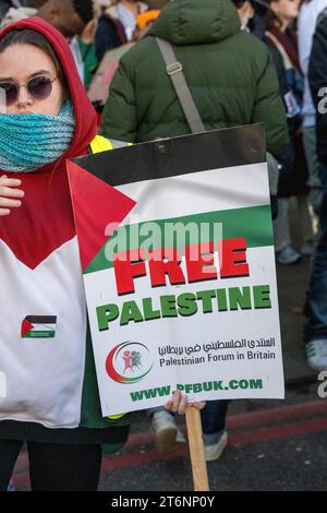 Londres Royaume-Uni 11 novembre 2023 Grand rassemblement Pro Palestine dans le centre de Londres au milieu d'une opération policière serrée. Londres UK crédit Ian DavidsonAlamy Live News Banque D'Images