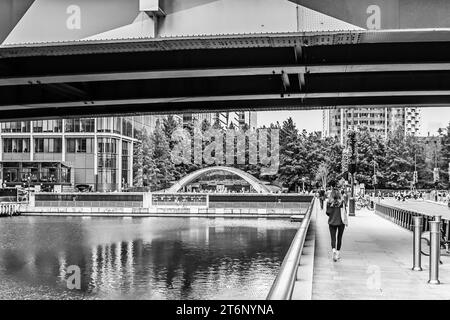 Londres, Royaume-Uni, 28 août 2023 : bâtiments modernes à Londres, Canary Wharf 16 Banque D'Images