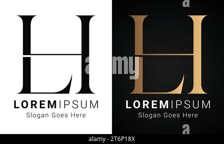 Logo de luxe initial LH ou HL Monogram Text Letter Design Illustration de Vecteur
