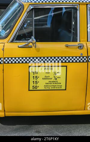 Bienvenue à New York : Canary Wharf avec taxe jaune, Londres Banque D'Images