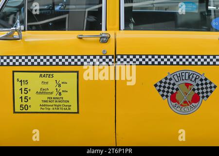 Bienvenue à New York : Canary Wharf avec taxe jaune, Londres Banque D'Images