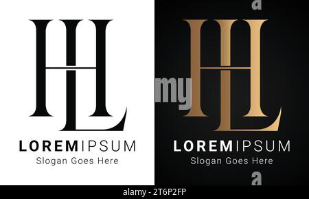 Logo de luxe initial LH ou HL Monogram Text Letter Design Illustration de Vecteur