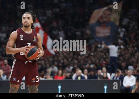 Belgrade, Serbie, 2 novembre 2023. Carsen Edwards du FC Bayern Munich en action lors du match de Turkish Airlines Euroleague 2023/2024 entre Crvena Zvezda Meridianbet Belgrade et FC Bayern Munich au Aleksandar Nikolic Hall de Belgrade, Serbie. 2 novembre 2023. Crédit : Nikola Krstic/Alamy Banque D'Images