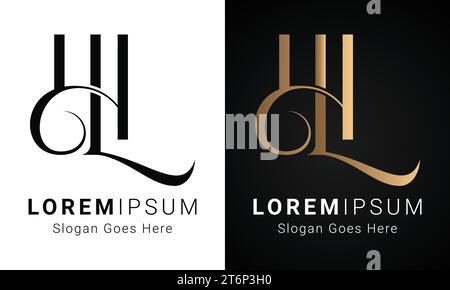Logo de luxe initial LH ou HL Monogram Text Letter Design Illustration de Vecteur
